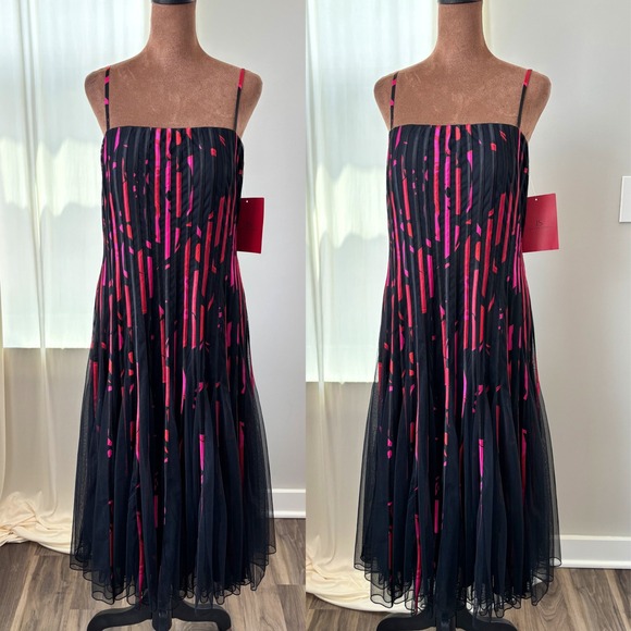JS Collections Dresses & Skirts - Vintage JS Collections Dress Size 14 NWT Abstract Pleated Mesh Y2K Whimsigoth